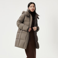 坦博尔羽绒服女中长款可脱卸帽修身保暖百搭外套秋冬保暖外套TBF510716Z 栗灰咖 160/84A