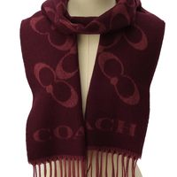 Coach 蔻驰 女士时尚羊毛羊绒长围巾 简约经典 秋冬 Bias C款头巾披肩 暗红色（Oxblood） One Size