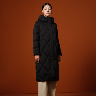 坦博尔鹅绒羽绒服女长款菱格连帽加厚保暖商场同款TB232866