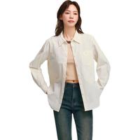 森马（Semir）长袖衬衫女冬中长款宽松纯棉灯芯绒纯色衬衣通勤上衣101724105001