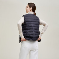 雪中飞经典百搭轻薄男式立领短款羽绒服马甲包边大口袋休闲鸭绒 宝石黑|8086-女 XS 160/84A