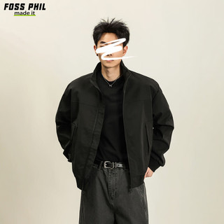 Foss Phil工装飞行夹克男士春秋季美式立领户外棒球服外套上衣26188黑色XL XL （145-165斤）