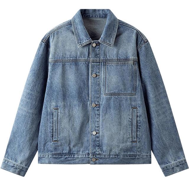 今日必买：gxgjeans 美式复古水洗宽松牛仔夹克 蓝色