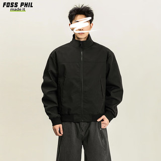 Foss Phil工装飞行夹克男士春秋季美式立领户外棒球服外套上衣26188黑色XL XL （145-165斤）