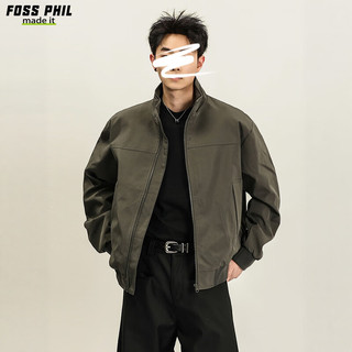 Foss Phil工装飞行夹克男士春秋季美式立领户外棒球服外套上衣26188黑色XL XL （145-165斤）
