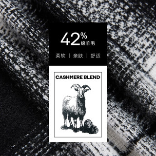 杰克·琼斯（JACK&JONES）25年秋冬季毛呢外套男短款休闲夹克宽松含羊毛字母格纹外套男装 S03黑色 常规 XL （185）