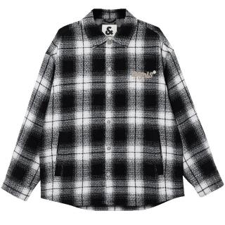 杰克·琼斯（JACK&JONES）25年秋冬季毛呢外套男短款休闲夹克宽松含羊毛字母格纹外套男装 S03黑色 常规 XL （185）