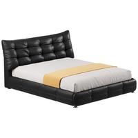 顾家家居京东独家家具意式轻奢大黑牛头层牛皮床卧室围边真皮软床婚床8375 【夜幕黑】+国民垫+黑床头柜*1 1.8*2.0M