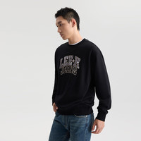 李 Lee25秋冬舒适版圆领植绒印花Logo男长袖卫衣潮LMT010842204 黑色 S