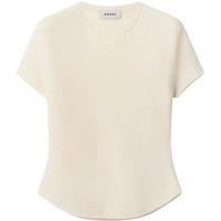 ERDOS【精纺】25早秋圆领毛绒混纺短袖休闲女套衫针织衫 白 2XL 175/96A