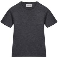 ERDOS 25早秋精纺圆领短袖套衫百搭修身显瘦女羊绒衫 黑灰 2XL 175/96A
