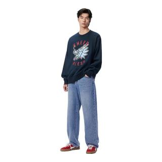 太平鸟 男装牛仔裤水洗宽松直筒牛仔裤 宝蓝色1（宽松直筒） XL