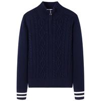 Navigare意大利小帆船宽松羊毛衫女士秋冬休闲半开领毛衣100%羊毛针织衫女 海军蓝 S