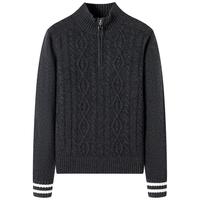 Navigare意大利小帆船宽松羊毛衫女士秋冬休闲半开领毛衣100%羊毛针织衫女 太空岩灰 XL