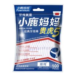 小鹿妈妈 细滑牙线洁齿牙签袋装大包 青年款 100支 3包