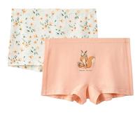 松山棉店儿童内裤女童2条A类抗菌可爱卡通平角短裤礼盒装 【平角】独角兽-紫色 2条 120