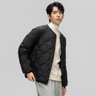 雪中飞秋冬男士轻薄基础羽绒服大口袋实用圆领鸭绒基础轻薄羽绒服男 黑色|8056 3XL 190/108A