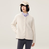 雪中飞秋冬女士抓绒休闲外套柔软亲肤不起球开衫设计简约时尚 米白|8011 M 165/88A