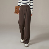 ESE-Y/逸阳高腰垂感通勤仿毛呢休闲直筒裤 咖色 29