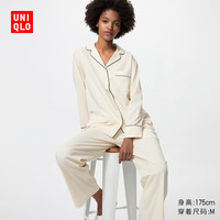 优衣库女装AIRism棉混纺睡衣/长袖家居起居服套装473794 478996 478996/01乳白色 M /160/90