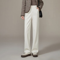 ESE-Y/逸阳高腰垂感通勤仿毛呢休闲直筒裤 米色 28