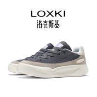 LOXKI洛克斯基帆布板鞋子男鞋夏季经典百搭透气增高休闲鞋男女同款 米白灰 39