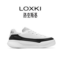 LOXKI洛克斯基帆布板鞋子男鞋夏季经典百搭透气增高休闲鞋男女同款 黑白-皮质 38