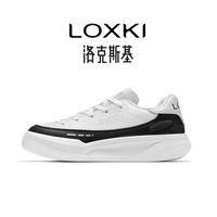 LOXKI洛克斯基帆布板鞋子男鞋夏季经典百搭透气增高休闲鞋男女同款 黑白-皮质 41