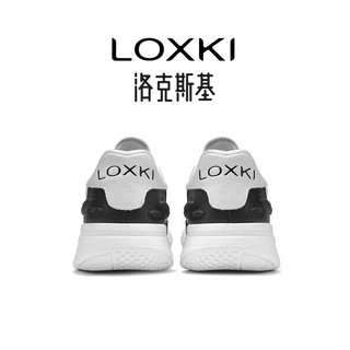 LOXKI洛克斯基帆布板鞋子男鞋夏季经典百搭透气增高休闲鞋男女同款 黑白-皮质 36