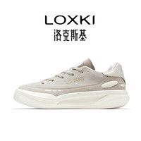 LOXKI洛克斯基帆布板鞋子男鞋夏季经典百搭透气增高休闲鞋男女同款 米白 37