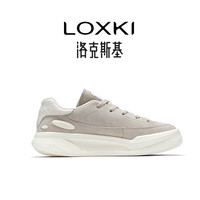 LOXKI洛克斯基帆布板鞋子男鞋夏季经典百搭透气增高休闲鞋男女同款 米白 38