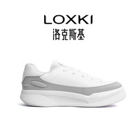 LOXKI洛克斯基帆布板鞋子男鞋夏季经典百搭透气增高休闲鞋男女同款 酷灰白 37