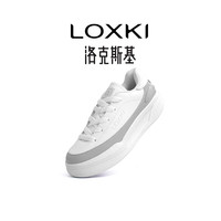 LOXKI洛克斯基帆布板鞋子男鞋夏季经典百搭透气增高休闲鞋男女同款 酷灰白 43