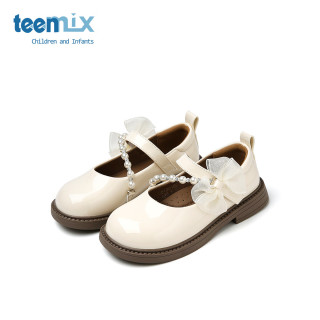 天美意 软底休闲女孩时尚简约百搭单鞋 米色 32