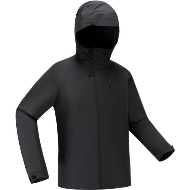 迪卡侬 冲锋衣男户外春夏徒步登山服外套山系防风防水夹克NH500 2024 黑色 S