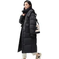鸭鸭严选羽绒服女长款过膝2025年冬季新款连帽时尚百搭韩版修身外套W