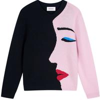 ERDOS【致敬系列】刘雯同款 25秋冬V领装饰提花女套衫羊绒衫 黑 S 160/80A