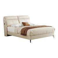 芝华仕五星皮床现代高端大气主卧轻奢半青皮双人白月光储物真皮床C218 月落白-高脚床+A4透气垫-1.5M 优先