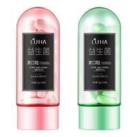 LUHA 口气清新 益生菌固体牙膏 香甜蜜桃40颗+清新薄荷40颗