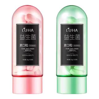  LUHA 口气清新 益生菌固体牙膏  香甜蜜桃40颗+清新薄荷40颗