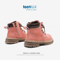 天美意(TEENMIX)童鞋儿马丁靴女童靴子2024春秋大黄靴儿童短靴中大童男童皮靴 粉色 37