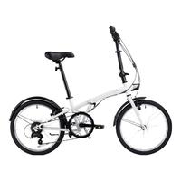 迪卡侬折叠车T120成人通勤自行车6级变速20寸轻便单车白色-4588489 雪白