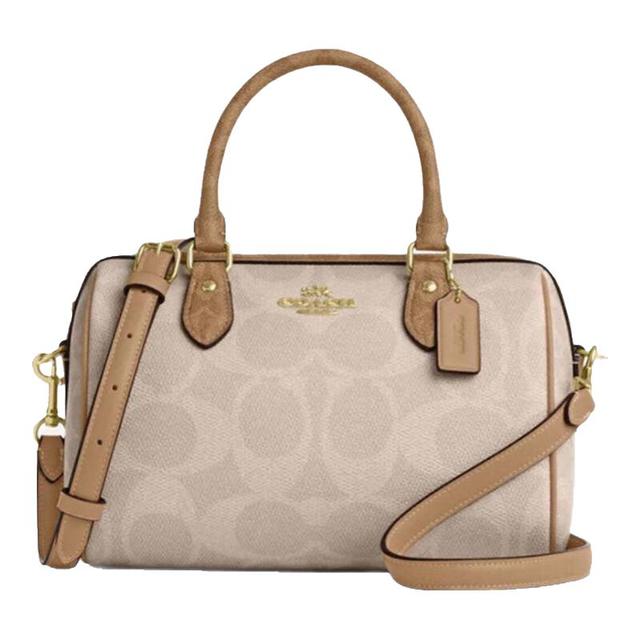 COACH Rowan18 波士顿手提包 豆沙色 中号