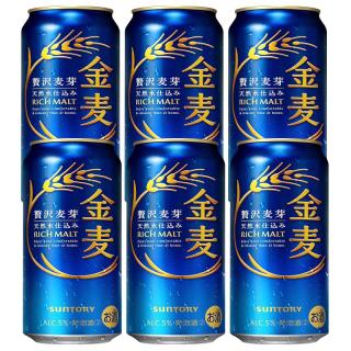 三得利 金麦蓝罐啤酒500ml*6罐日本进口同朝日麒麟晚酌流派天然水神泡生