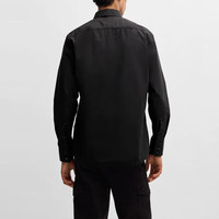 雨果博斯(HUGO BOSS)男士纯色徽标商务休闲长袖衬衫 黑色 50518304 001 XL