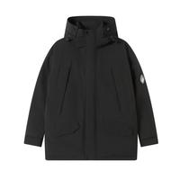 京东京造 羽绒服男派克鸭绒25冬季三防外套女 黑色