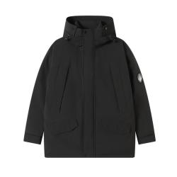 京东京造 羽绒服男派克鸭绒25冬季三防外套女 黑色 M
