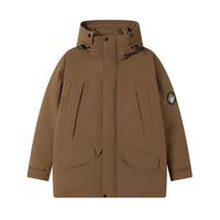 京东京造 羽绒服男派克鸭绒25冬季三防外套女 卡其 M
