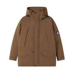 京东京造 羽绒服男派克鸭绒25冬季三防外套女 卡其 M