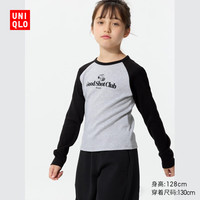 优衣库童装女童UT PEANUTS长袖T恤史努比上衣25秋冬新款480883 09 黑色 160